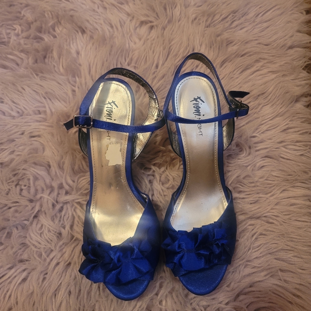 Women's Blue Silk, Strappy, High heels
